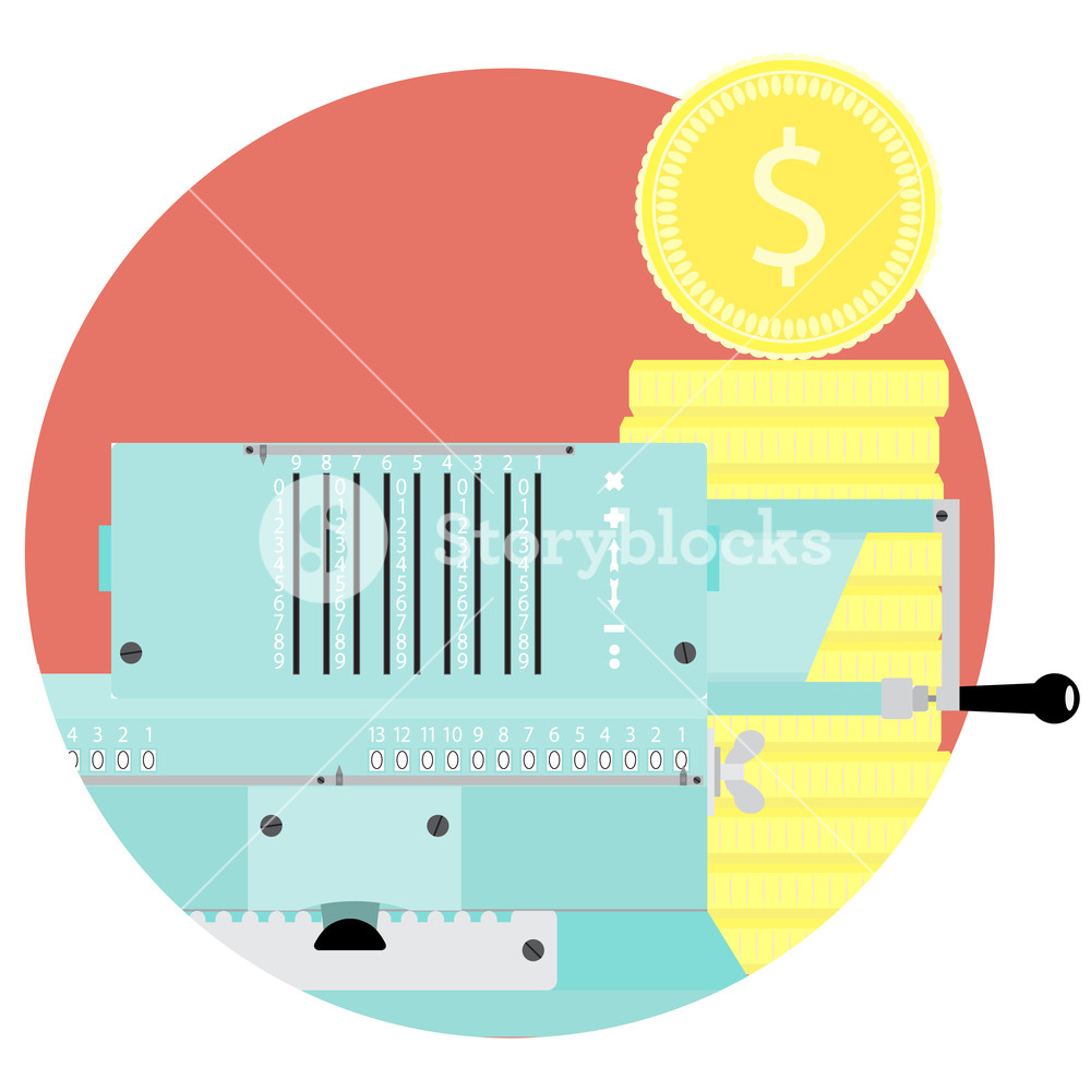 1000x1000 Count Money Flat Icon Vector Adding Machine And Stock Golden Coin