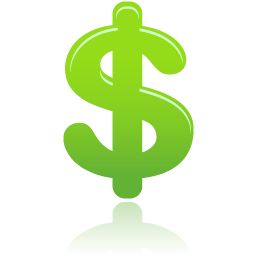 256x256 Glossy Green Money Sign Icon, Png Clipart Image