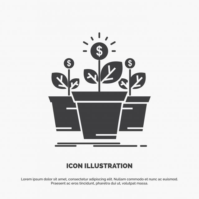 640x640 Growth Money Plant Pot Tree Icon Glyph Vector Gray Symbol F