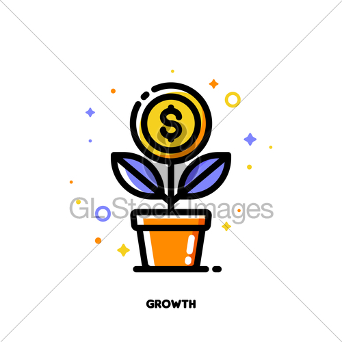 500x500 Icon Of Growing Money Tree With Dollar Coin For Financial Gl