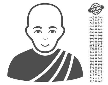 450x354 Buddhist Monk Icon With Bonus Men Pictures Vector Illustration