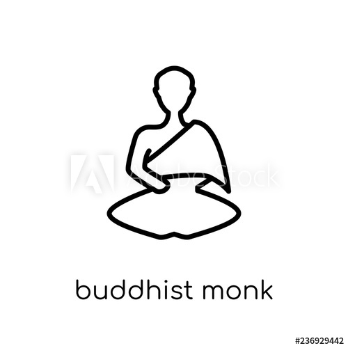500x500 Buddhist Monk Icon Trendy Modern Flat Linear Vector Buddhist Monk