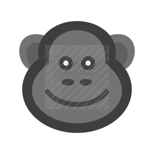 600x600 Monkey Greyscale Icon