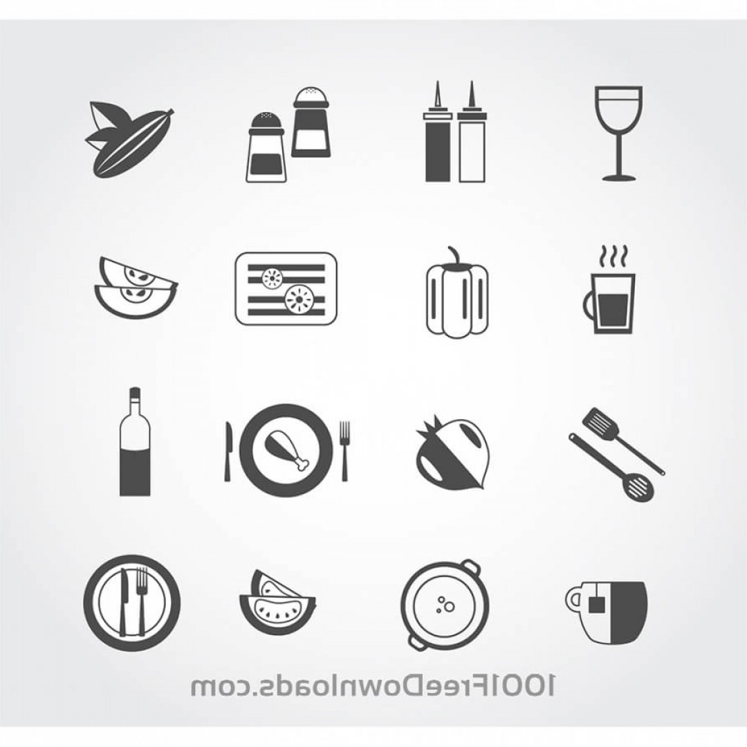 1080x1080 Food Free Vector Mono Color Set Icons For Design Hoodamath
