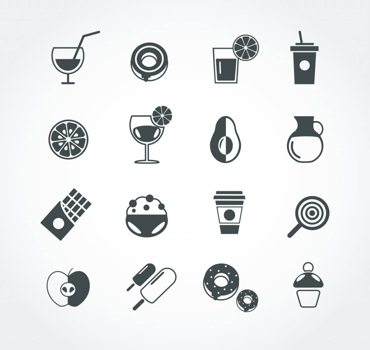 1280x1212 Free Vector Food Free Vector Mono Color Set Icons For Design