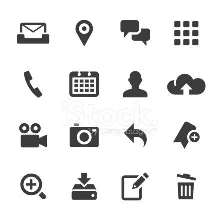 440x440 Mono Icons Set Smart Phone Apps Stock Vector
