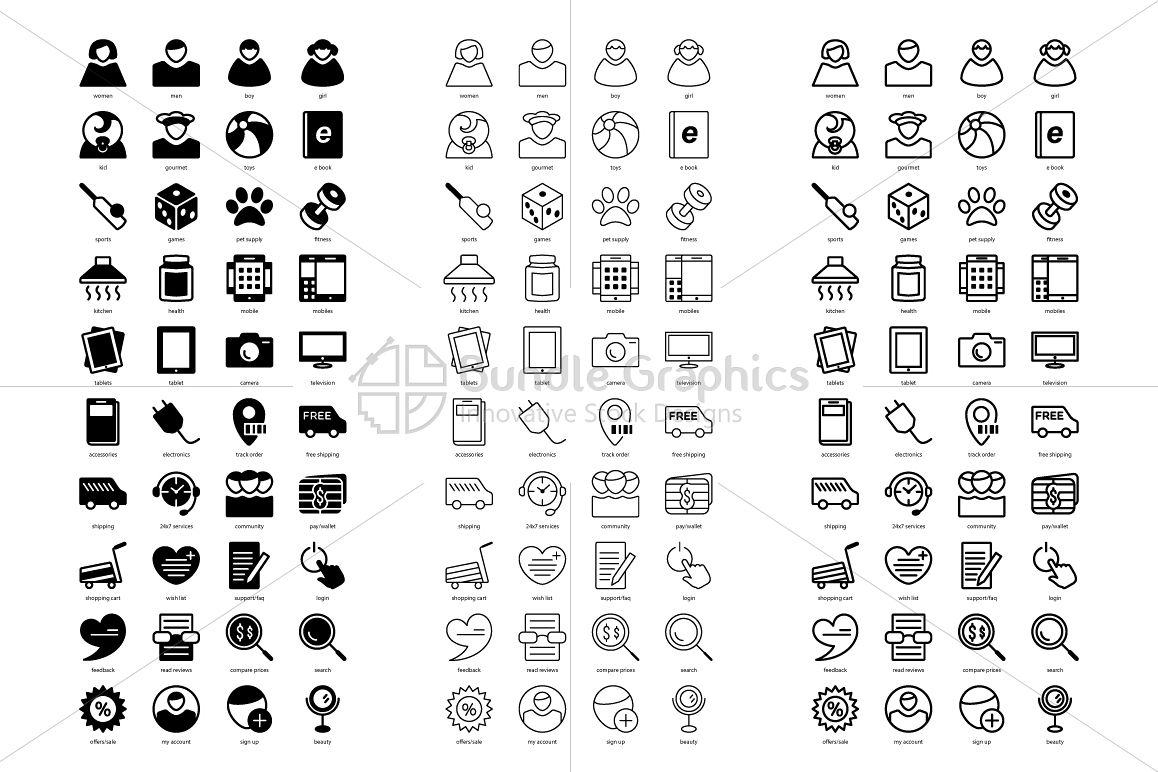 1158x772 Online Shopping Site Vector Icon Pack