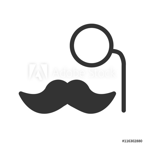 500x500 Mustache And Monocle Icon Simple Flat Logo Of Mustache