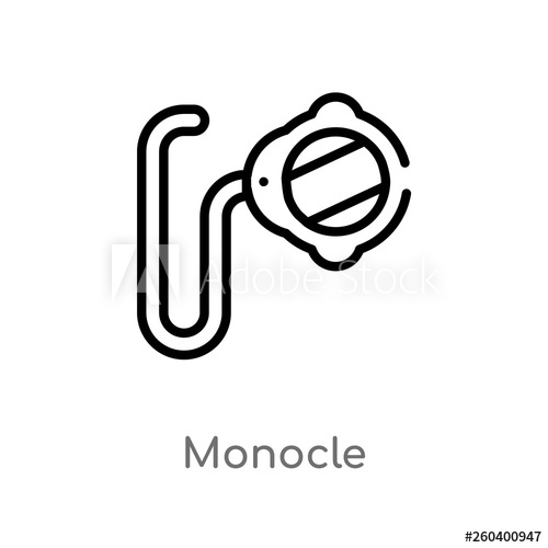 500x500 Outline Monocle Vector Icon Isolated Black Simple Line Element