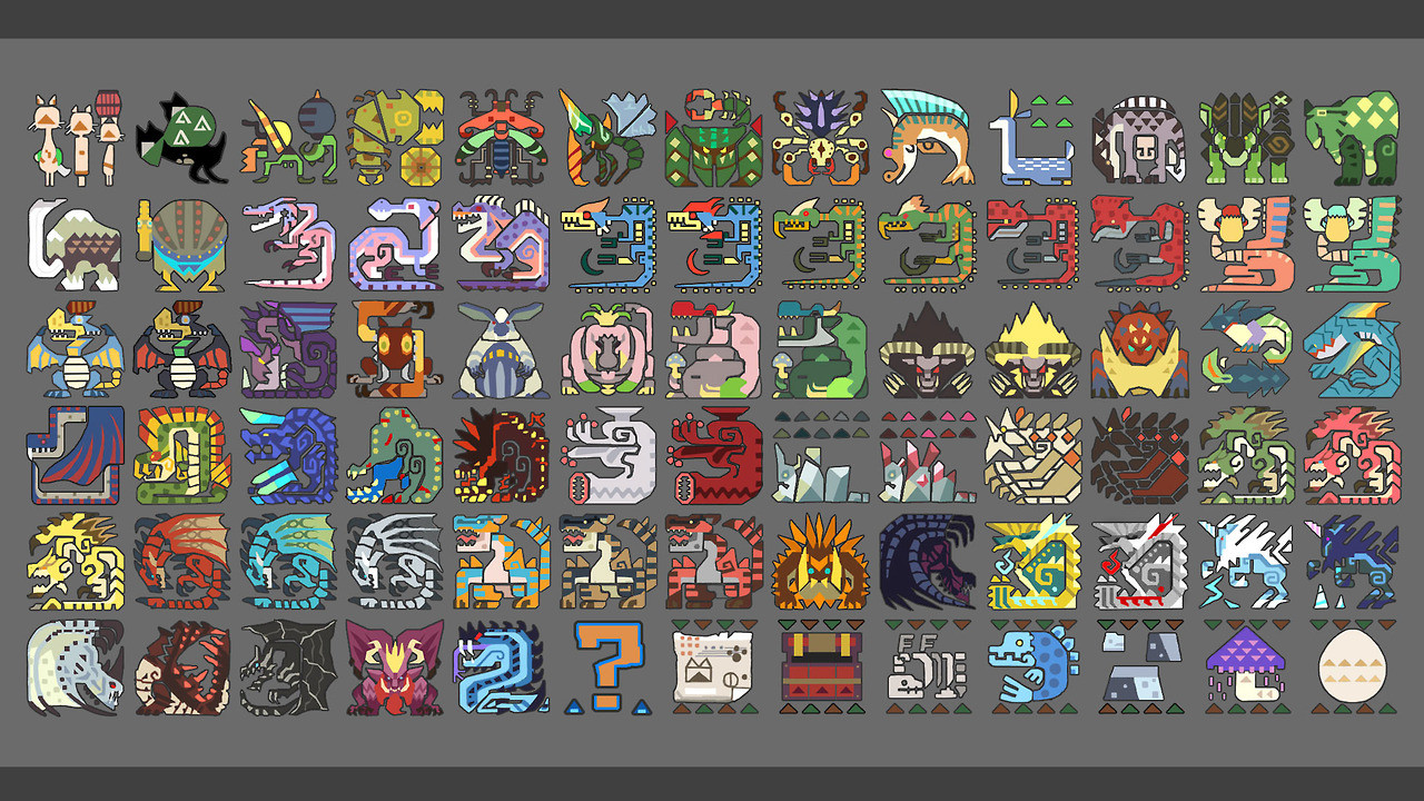 1280x720 Monster Hunter Mission Icons