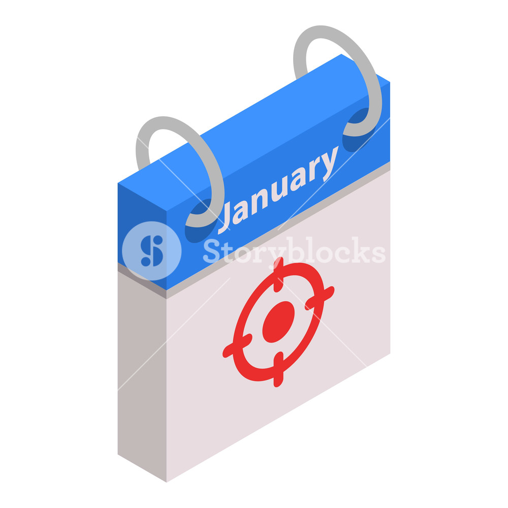 1000x1000 Calendar January Target Month Icon Isometric Of Calendar January