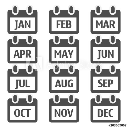 500x500 Flat Design Of Calendar Month Icon Set Vector Illustration