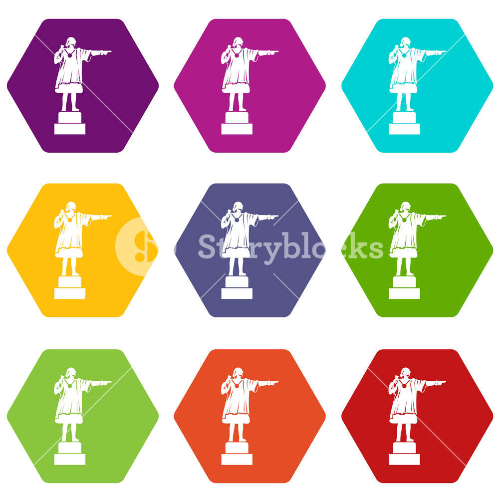1000x1000 Columbus Monument Icon Set Many Color Hexahedron Isolated On White
