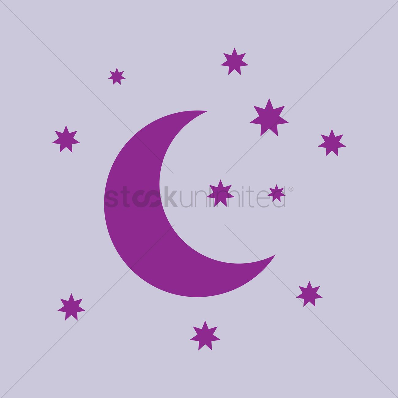 1300x1300 Moon And Stars Icon Vector Image