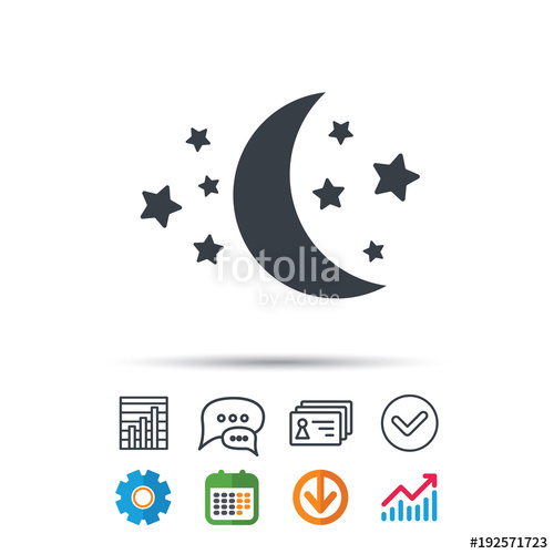 500x500 Moon And Stars Icon Night Sleep Sign Stock Image And Royalty