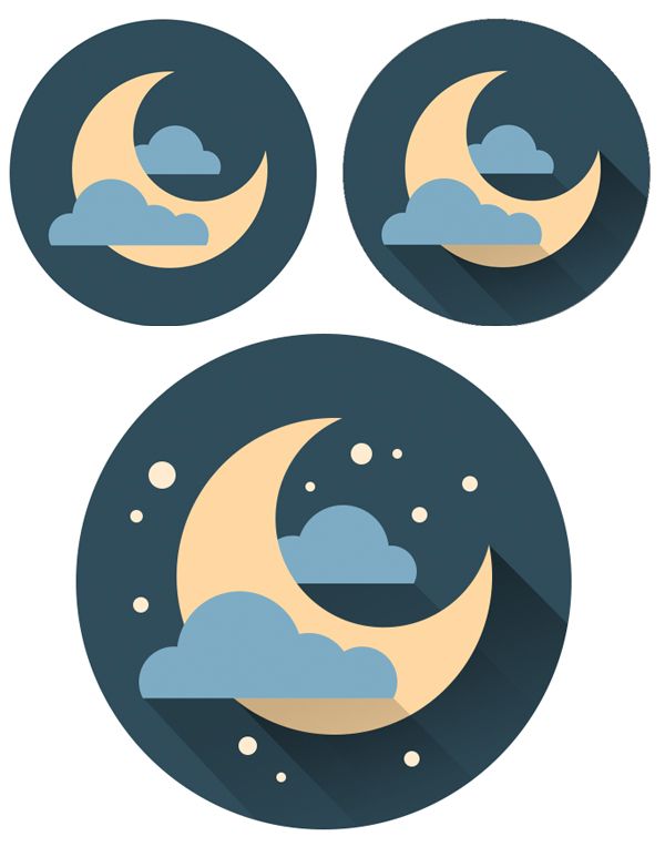 600x764 Add Stars And Shadow To The Crescent Moon Icon Graphic Design