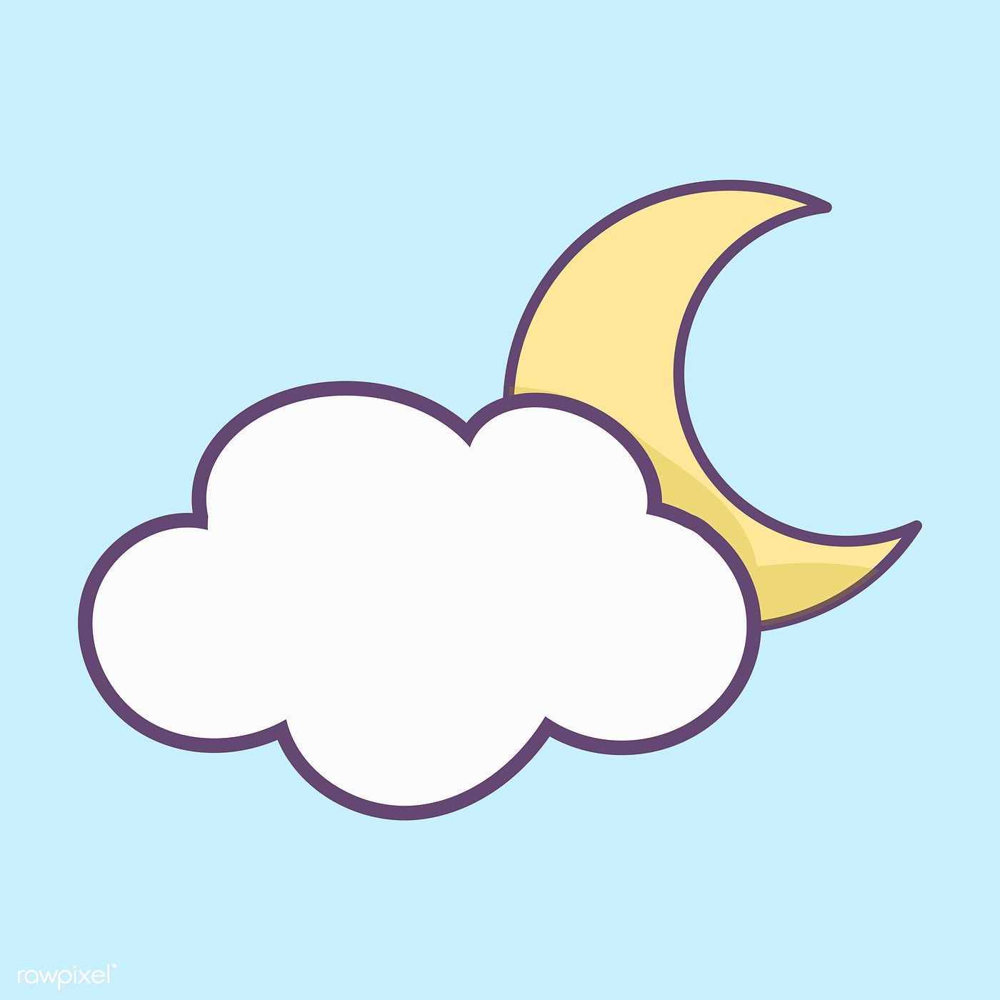 1400x1400 Cloud And Moon Icon Vector Free Image