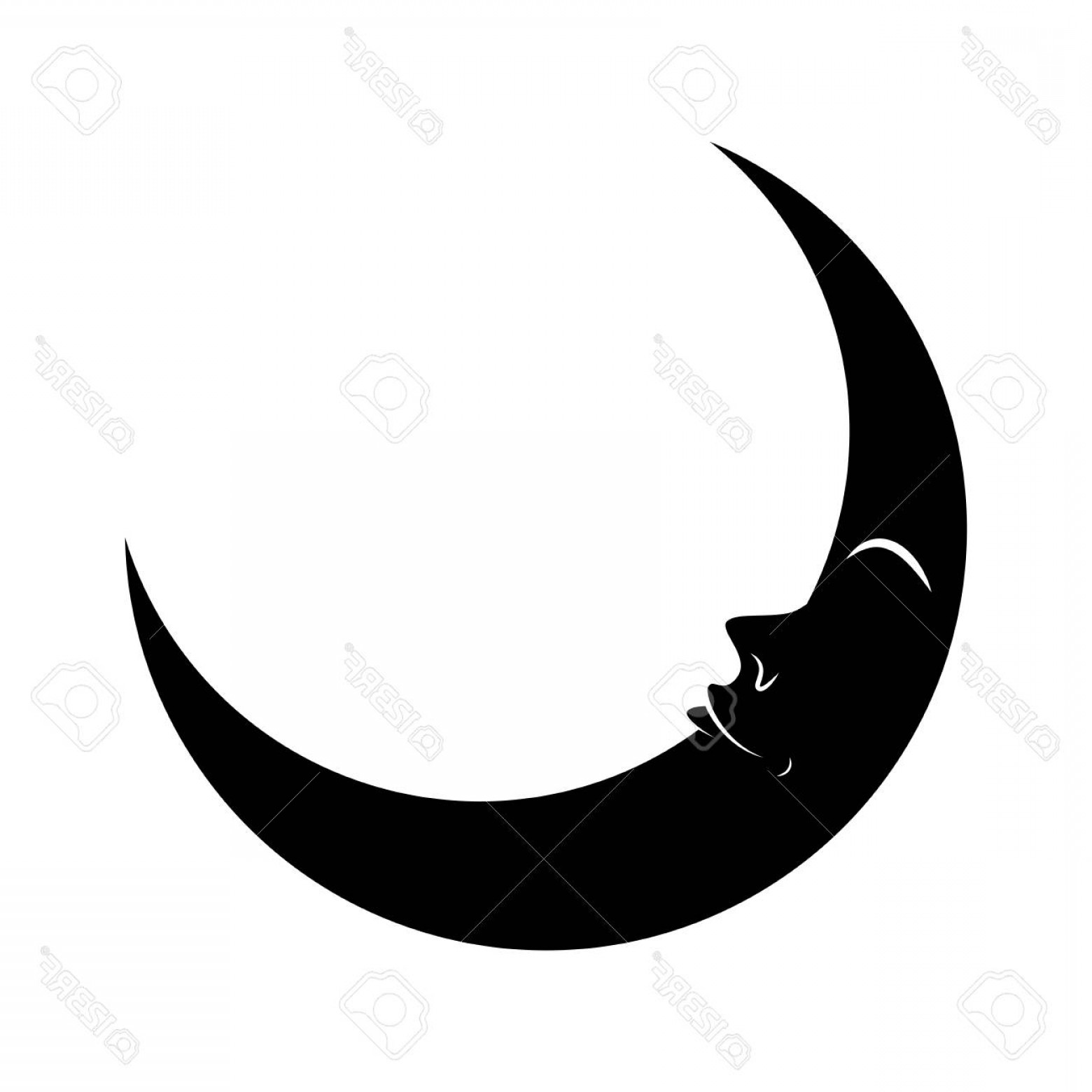 1560x1560 Photostock Vector Cartoon Crescent Moon With Eyes Silhouette