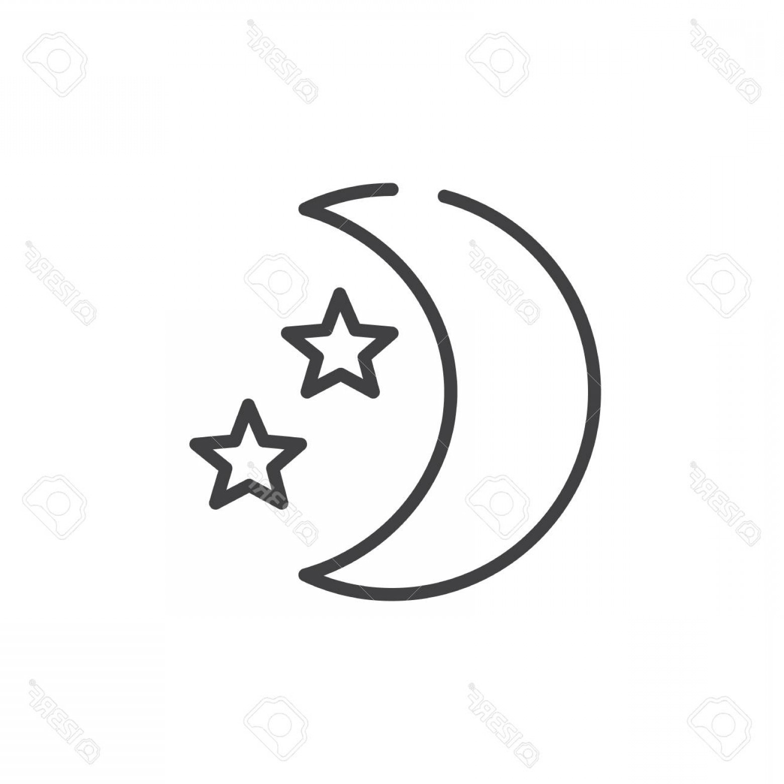 1560x1560 Photostock Vector Moon And Stars Line Icon Outline Vector Sign