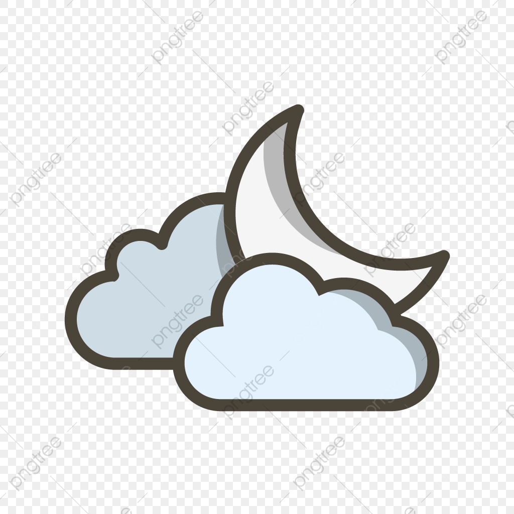 1024x1024 Vector Cloud And Moon Icon, Cloudy Icon, Moon Icon, Night Icon Png