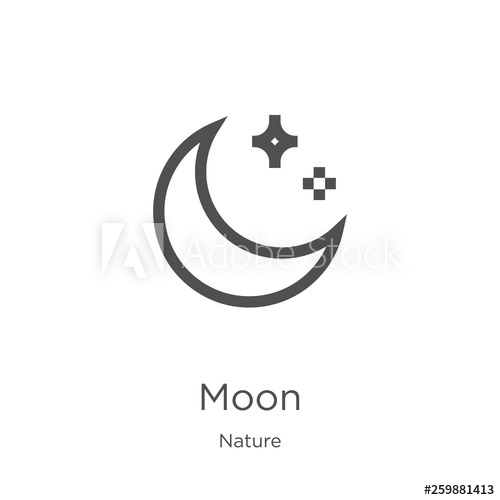 500x500 Moon Icon Vector From Nature Collection Thin Line Moon Outline