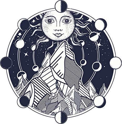 466x474 Cool Geometric Boho Sun And Moon Phases Icon Vinyl