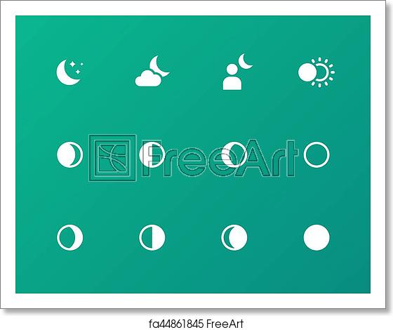 560x470 Free Art Print Of Seamless Moon Phase Icons On Green Background