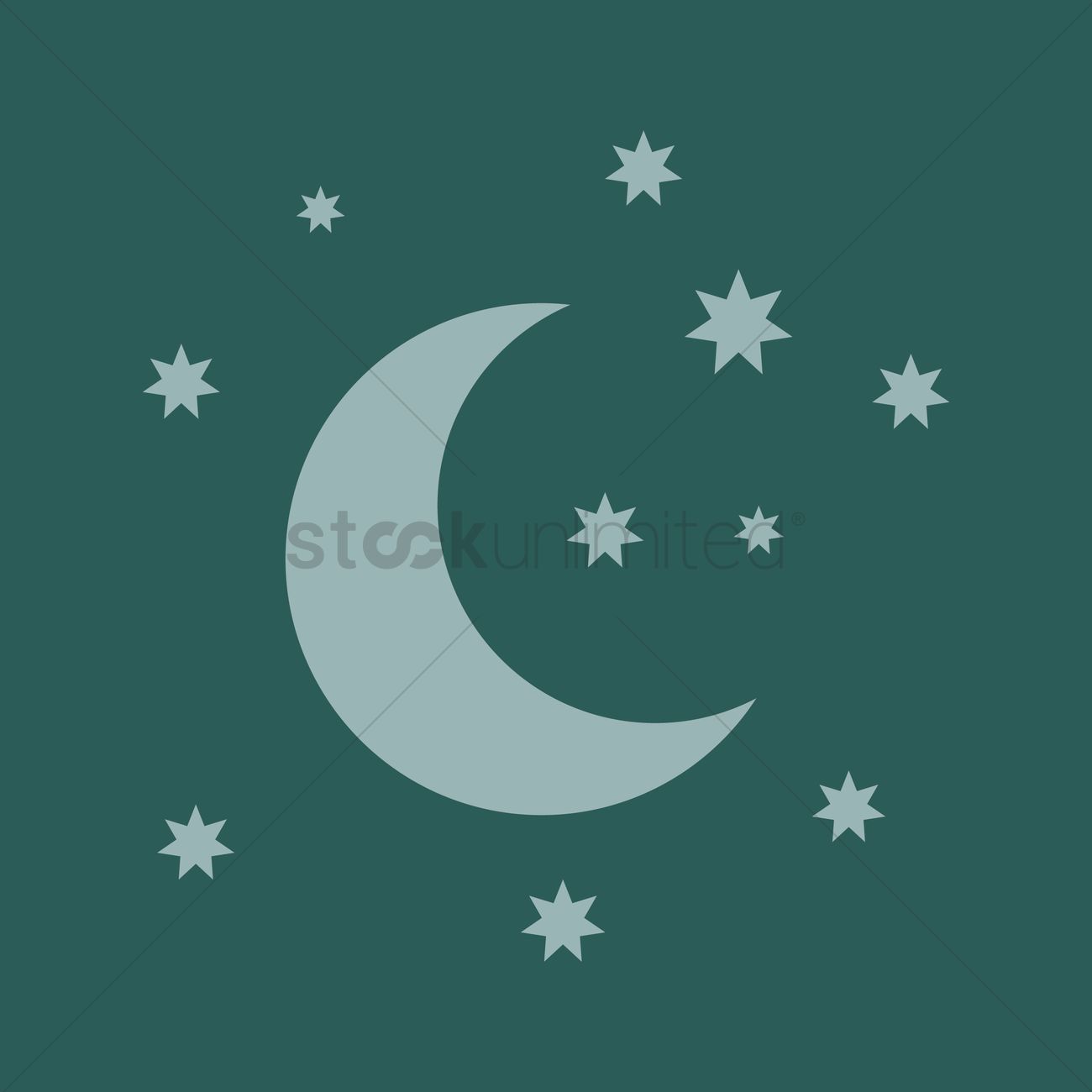1300x1300 Moon And Stars Icon Vector Image