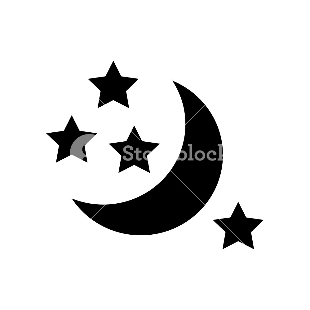1000x1000 Half Moon And Stars Icon Simple Illustration Of Moon Icon For Web