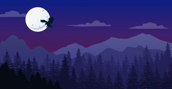 600x311 Nature Landscape Drawing Dark Violet Mountain Moonlight Icon