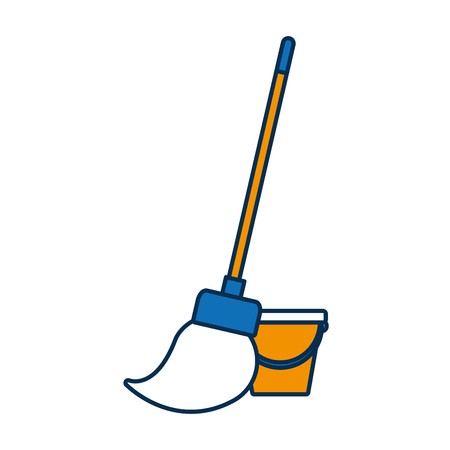 450x450 Bucket And Mop Icon Over White Background Vector Illustration