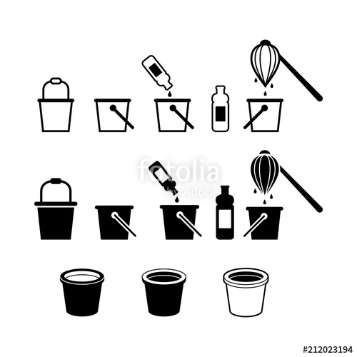 500x500 Clean Mop And Bucket Icon Set Stock Image And Royalty Free Vector