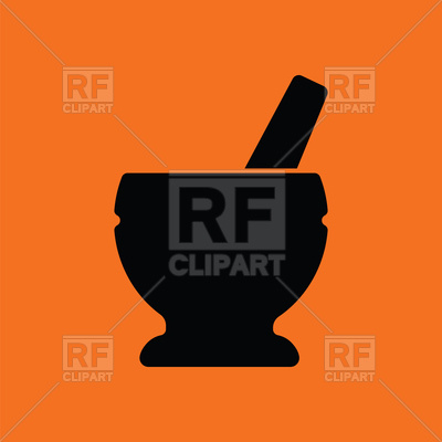 400x400 Mortar And Pestle Icon On Orange Background Vector Image Of Icons