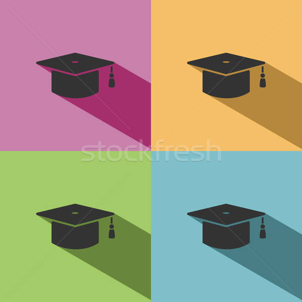 600x600 Mortarboard Icon With Shade On Colored Background Vector