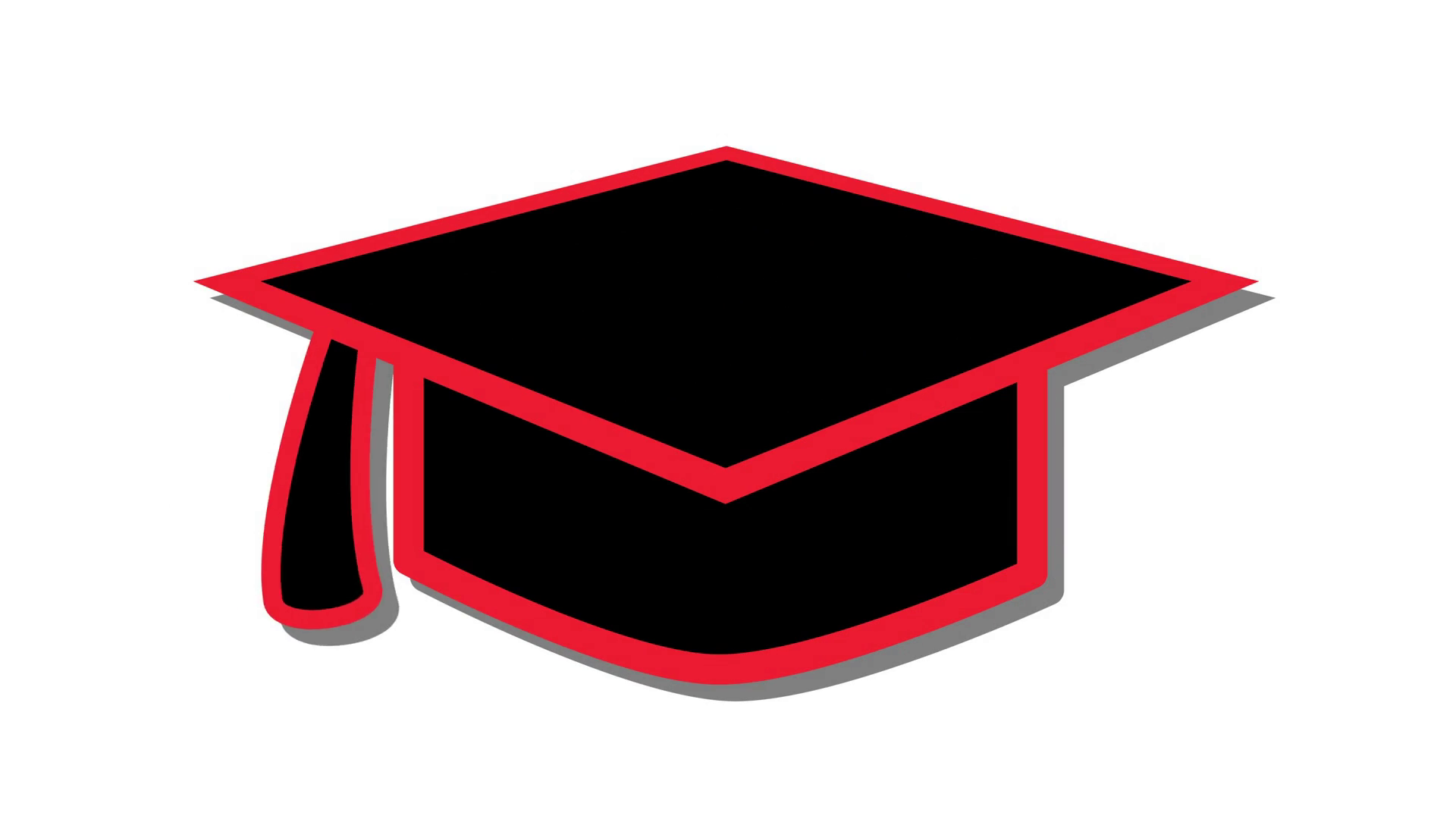 1920x1080 Mortarboard Hat Education Icon Symbol Red Motion Background