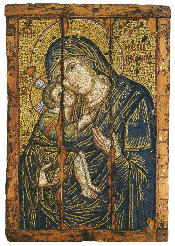 615x864 Mosaic Icon Of The Virgin Glykophilousa