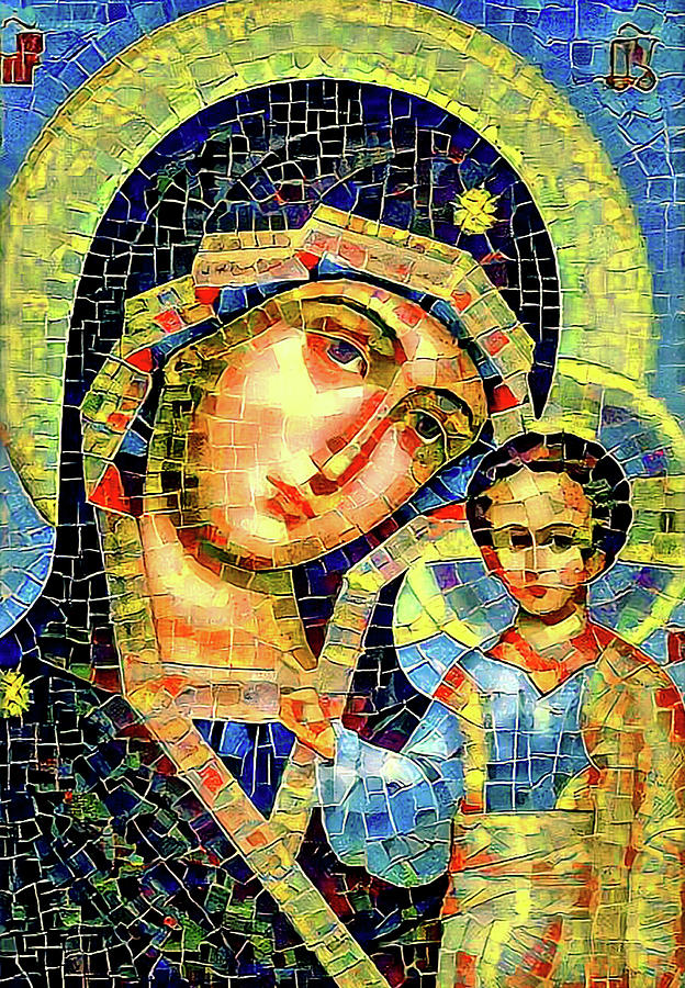 624x900 Mother Mary Mosaic Icon Digital Art