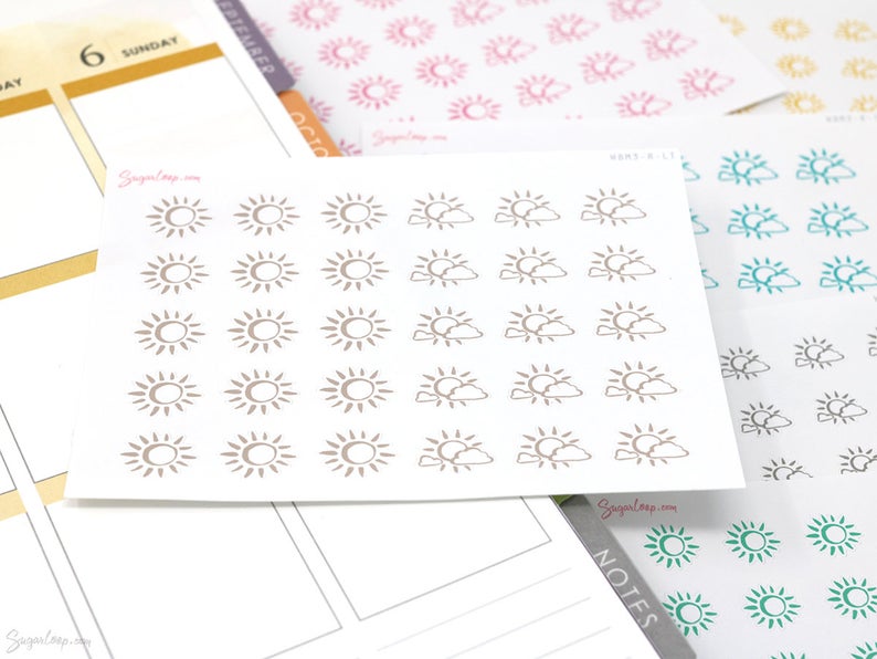 794x596 Sunny Set Weather Icon Planner Stickers Sun Weather Etsy
