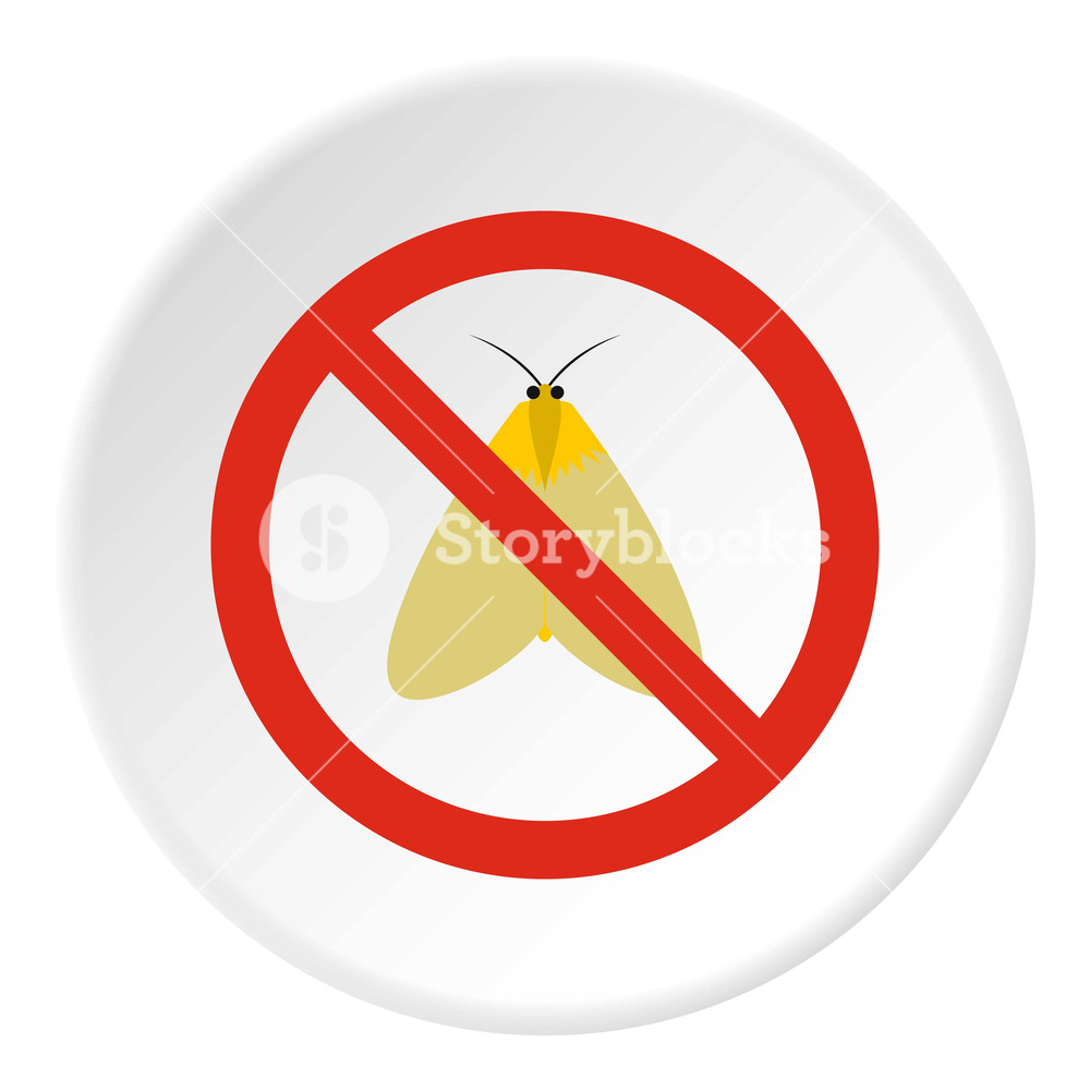1000x1000 Prohibition Sign Moth Icon Flat Illustration Of Prohibition Sign