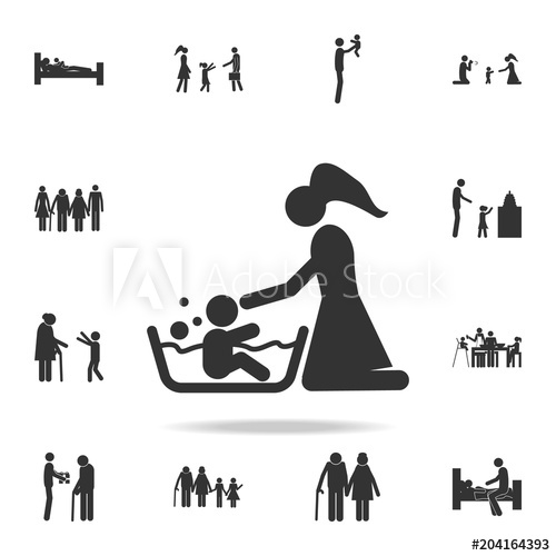 500x500 Mother Bathe Child Icon Detailed Set Of Family Icons Premium