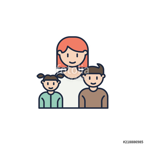 500x500 Mother With Children Colored Icon Element Of Family Icon