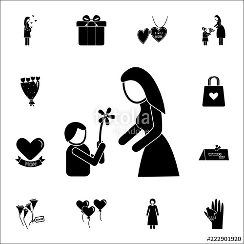 500x500 Child Gives Flowers Mother Icon Mother's Day Icons Universal Set