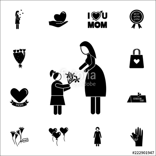 500x500 Daughter Gives Flowers To Her Mother Icon Mother's Day Icons