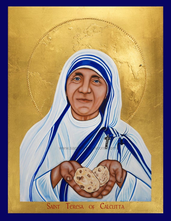 570x735 Saint Teresa Of Calcutta Icon Catholic Print Ready To Frame Etsy