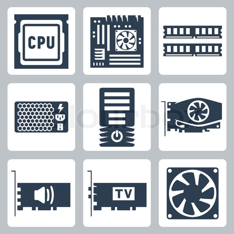 800x800 Vector Hardware Icons Set Cpu, Stock Vector Colourbox