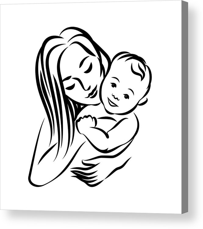 666x750 Mother With Her Baby Stylized Outline Symbol Motherhood, Love