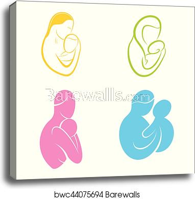 382x390 Creative Motherhood Icon Design, Canvas Print Barewalls Posters