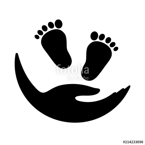 500x500 Female Hand And Small Children's Feet Icon Character Of Motherhood