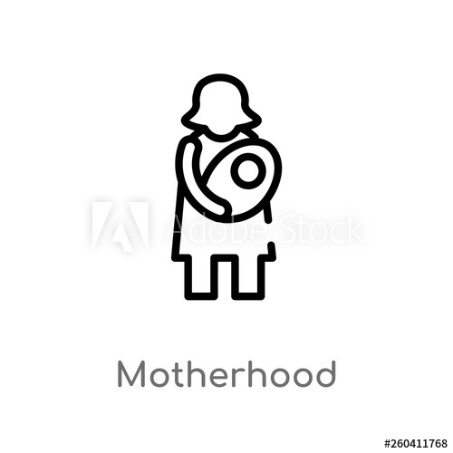 500x500 Outline Motherhood Vector Icon Isolated Black Simple Line Element