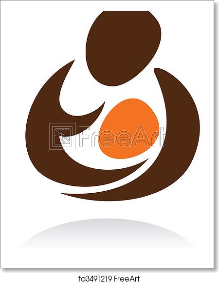 450x580 Free Art Print Of Motherhood Icon Outline Of Mother With A Baby